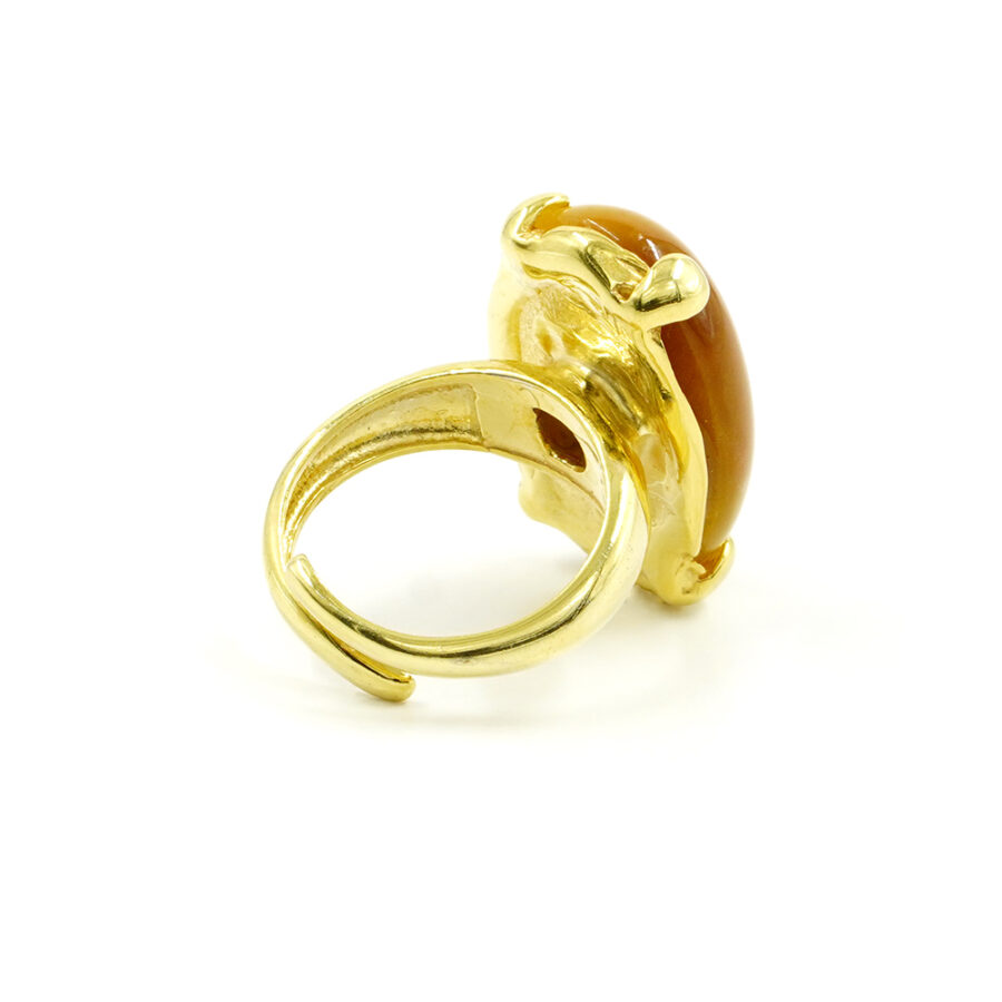 Anello in argento 925 con occhio di tigre dorato – Dorato - immagine 3