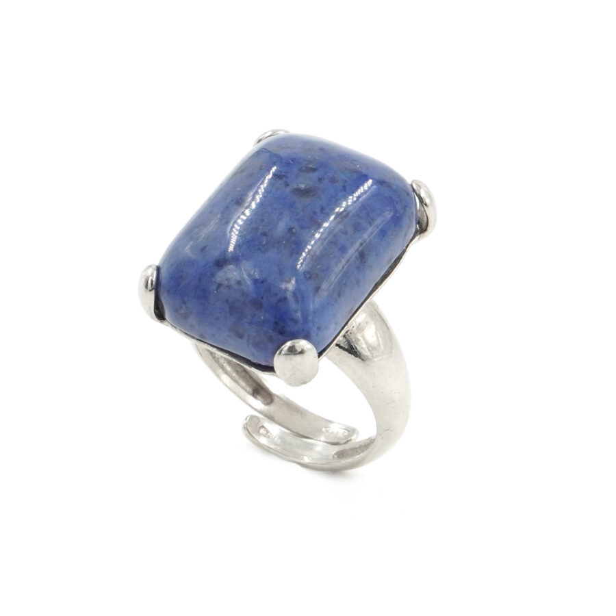 Anello in argento 925 con dumortierite – Platinato
