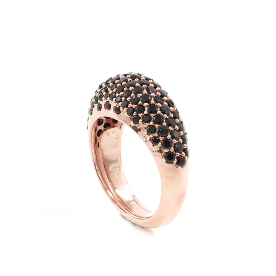 Anello in argento 925 con zirconi neri - Rosato