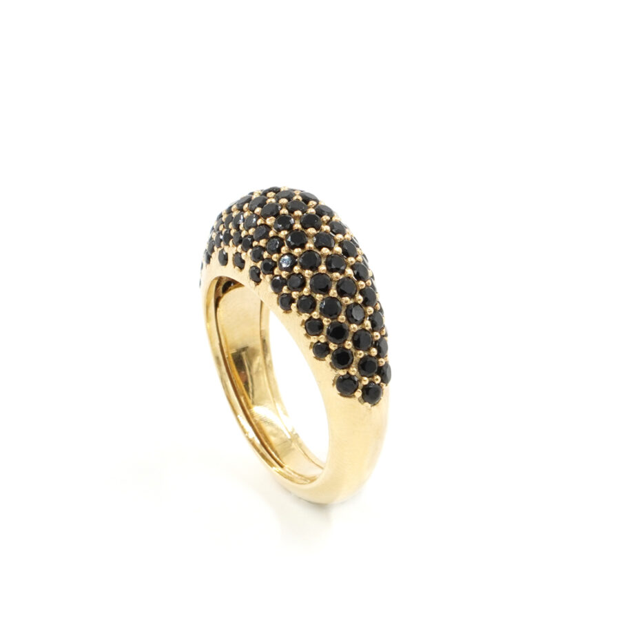 Anello in argento 925 con zirconi neri – Dorato