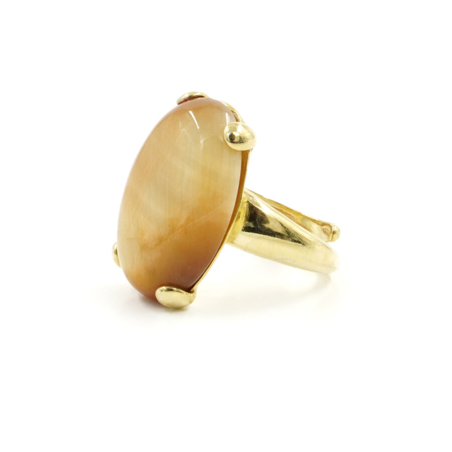 Anello in argento 925 con occhio di tigre dorato – Dorato - immagine 2