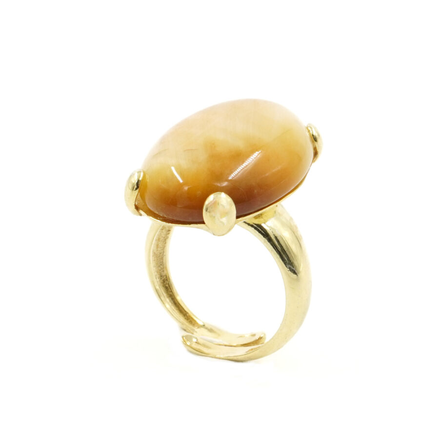 Anello in argento 925 con occhio di tigre dorato – Dorato