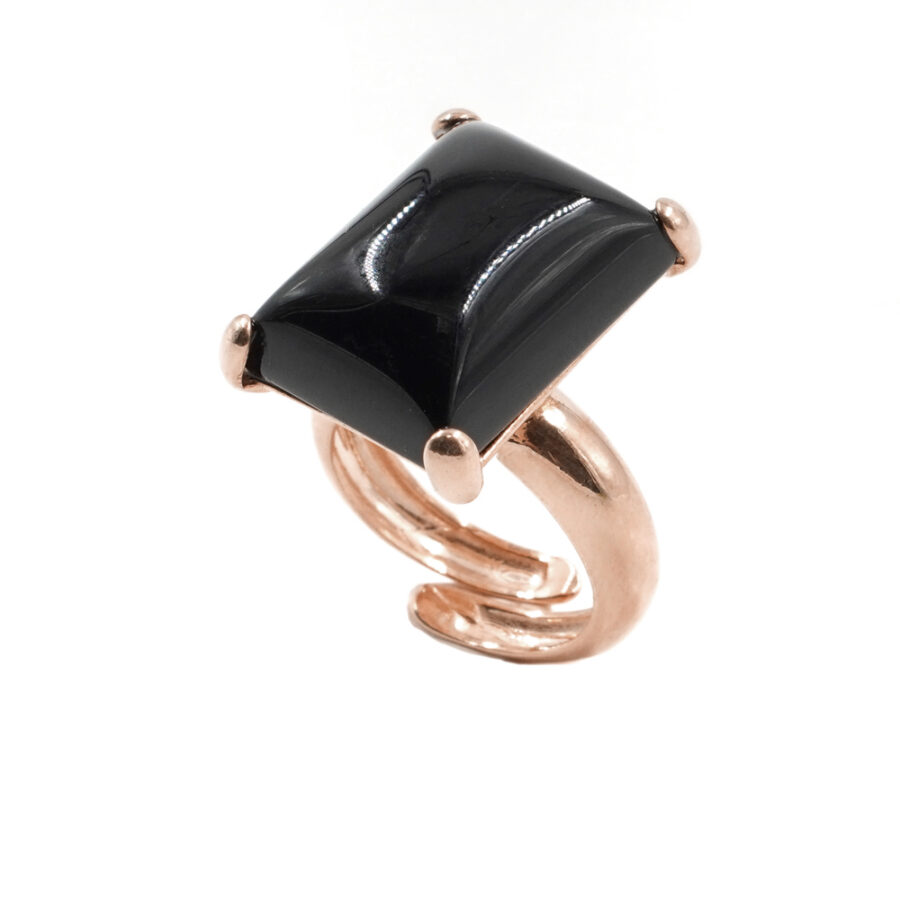 Anello in argento 925 con agata nera – Rosato