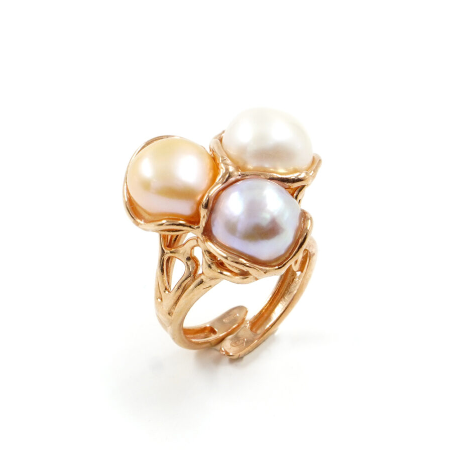 Anello in argento 925 con perle multicolore – Rosato