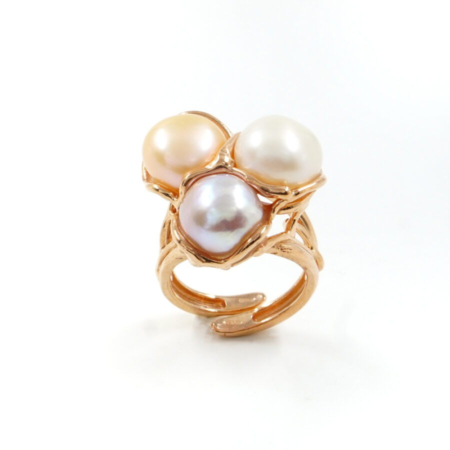 Anello in argento 925 con perle multicolore – Rosato - immagine 2