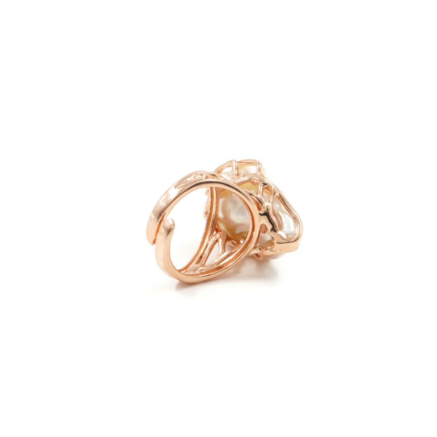 Anello in argento 925 con perla barocca – Rosato - immagine 2