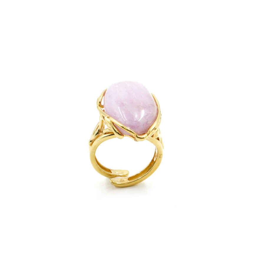 Anello in argento 925 con kunzite – Dorato - immagine 2