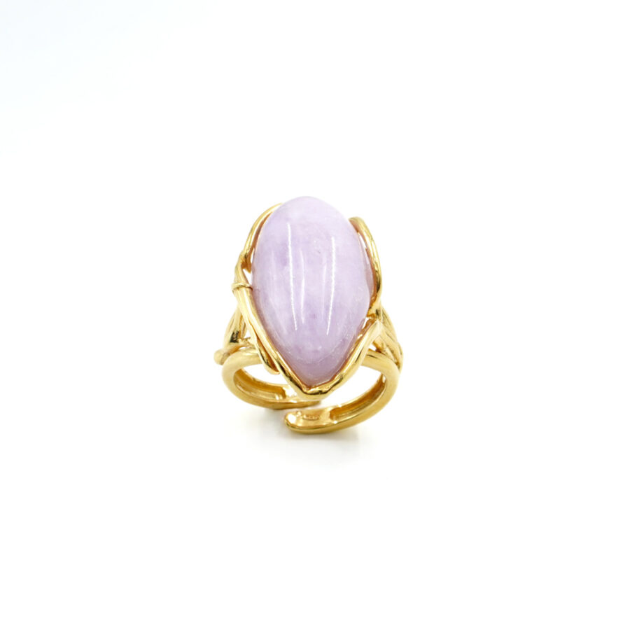 Anello in argento 925 con kunzite – Dorato - immagine 4