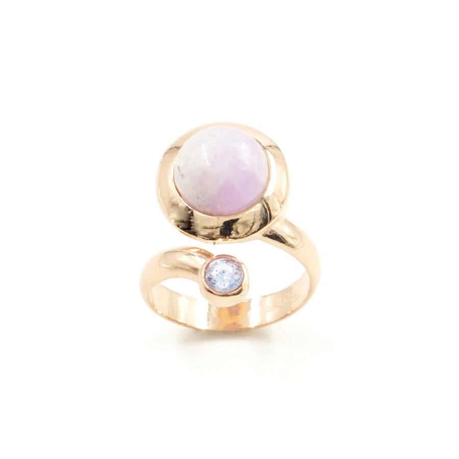 Anello in argento 925 con kunzite e zircone – Rosato