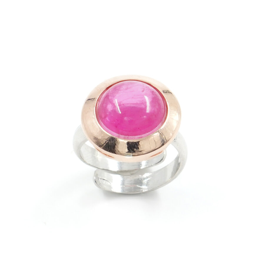 Anello in argento 925 con cristallo rosa – Platinato e Dorato