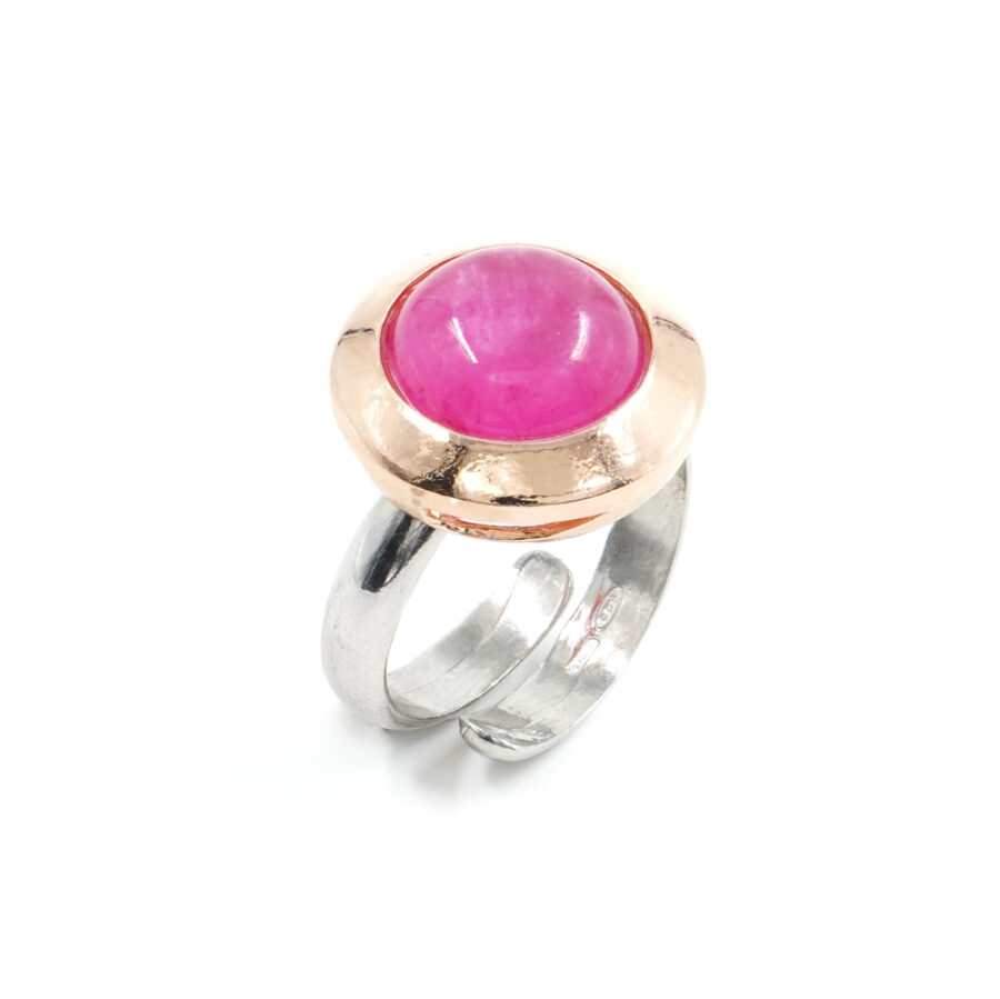 Anello in argento 925 con cristallo rosa – Platinato e Dorato - immagine 2