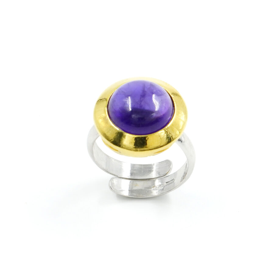 Anello in argento 925 con ametista – Platinato e Dorato