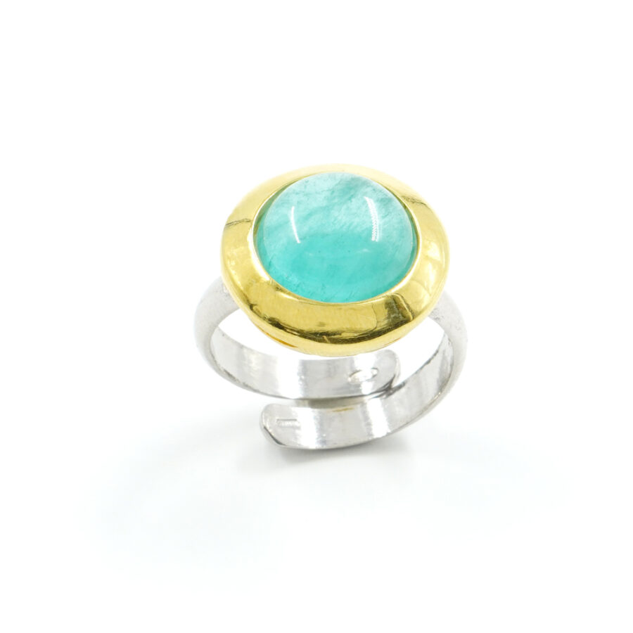 Anello in argento 925 con cristallo verde – Platinato e Dorato