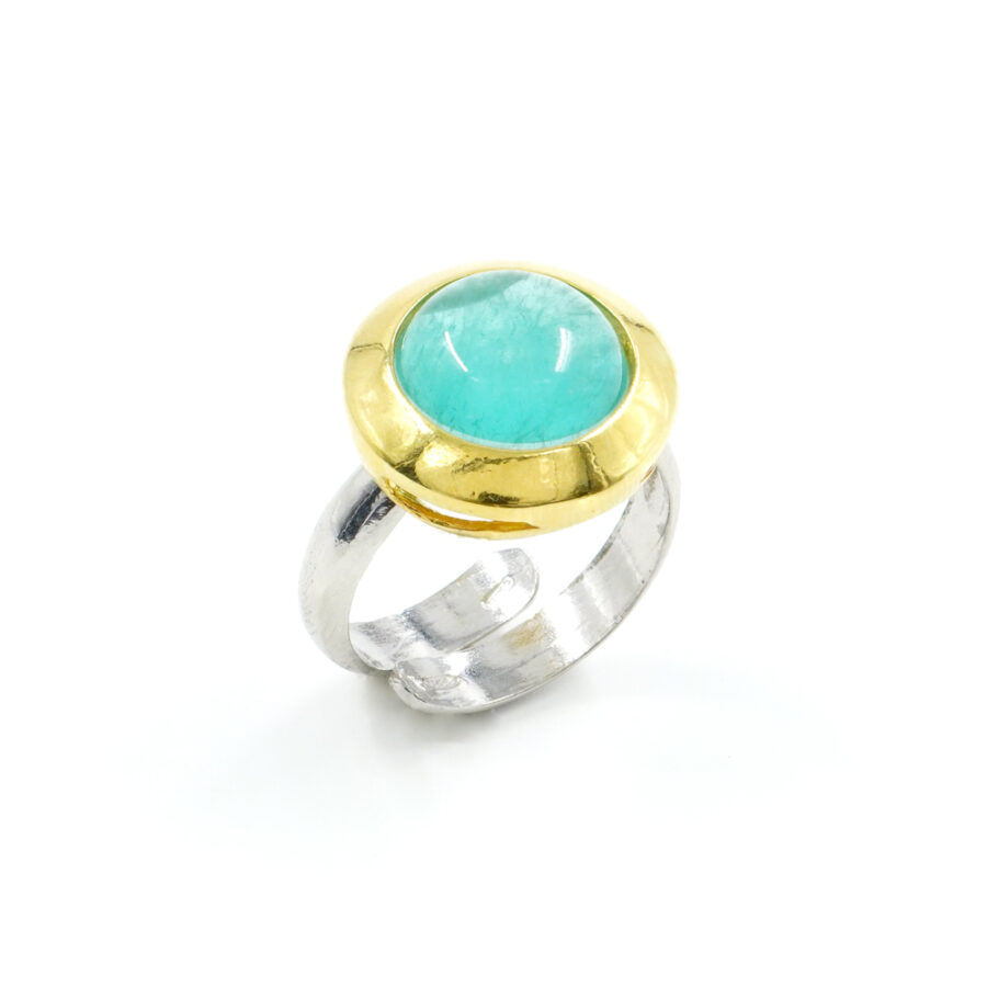 Anello in argento 925 con cristallo verde – Platinato e Dorato - immagine 2