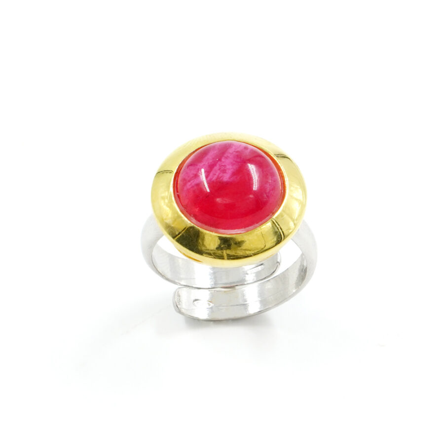 Anello in argento 925 con cristallo rosso – Platinato e Dorato