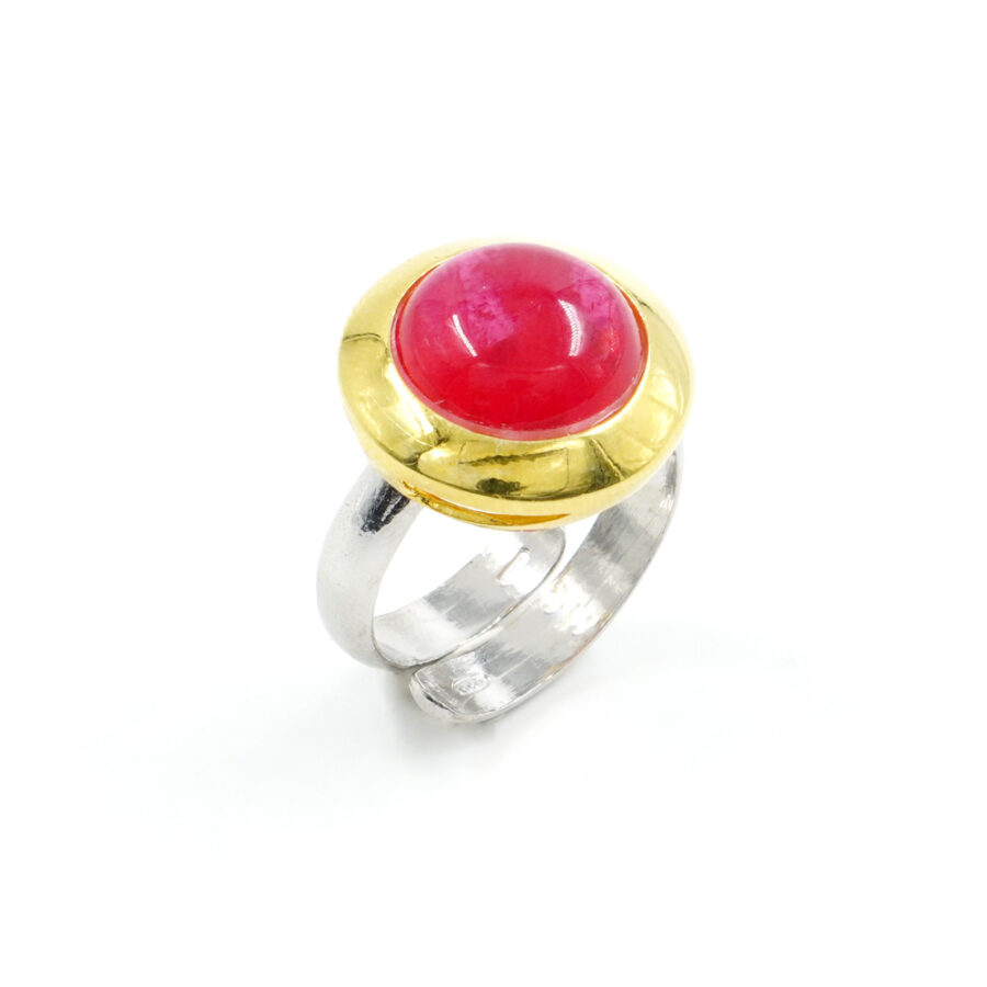 Anello in argento 925 con cristallo rosso – Platinato e Dorato - immagine 2