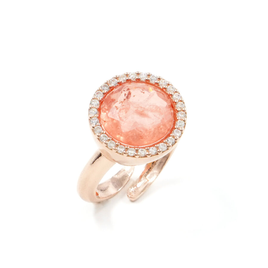 Anello in argento 925 con zirconi e cristallo colore arancio – Rosato