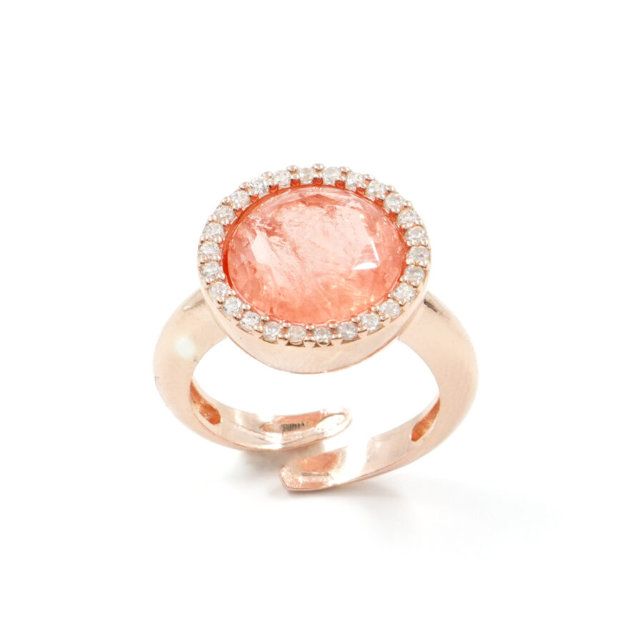 Anello in argento 925 con zirconi e cristallo colore arancio – Rosato - immagine 2