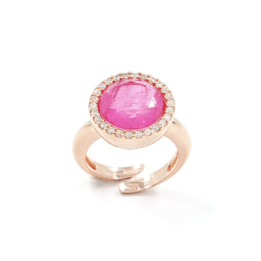 Anello in argento 925 con zirconi e cristallo colore rosa – Rosato - immagine 2