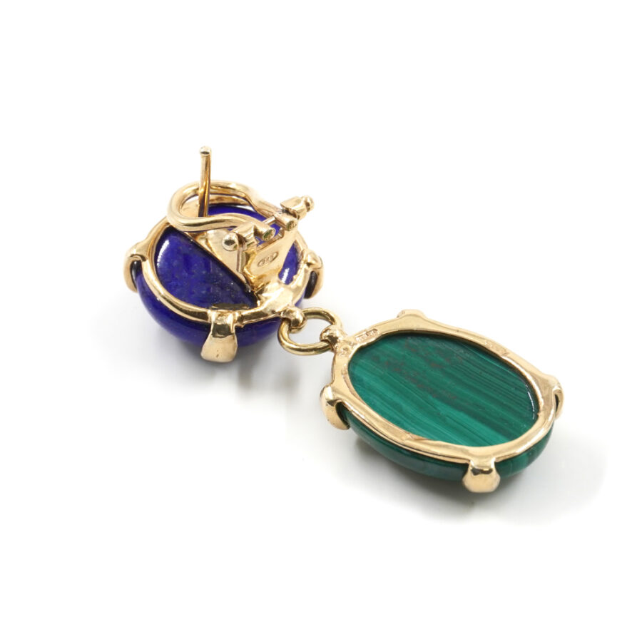 Orecchini in argento 925 con lapis, malachite - Dorato - immagine 2