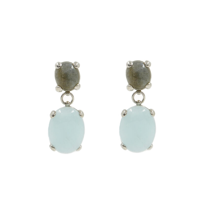 Orecchini in argento 925 con acquamarina, labradorite – Platinato