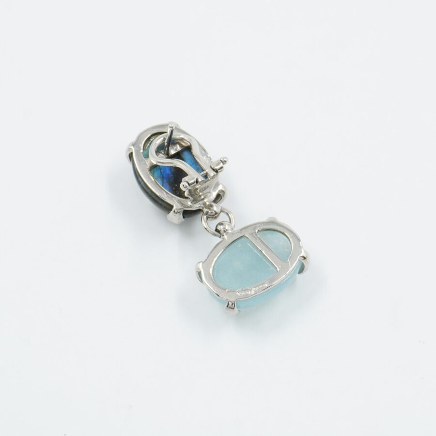 Orecchini in argento 925 con acquamarina, labradorite – Platinato - immagine 2