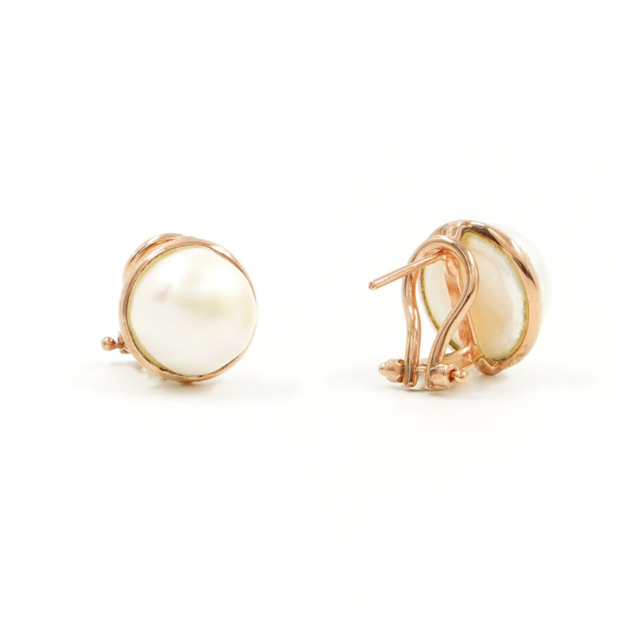 Orecchini in argento 925 con perla a bottone – Rosato