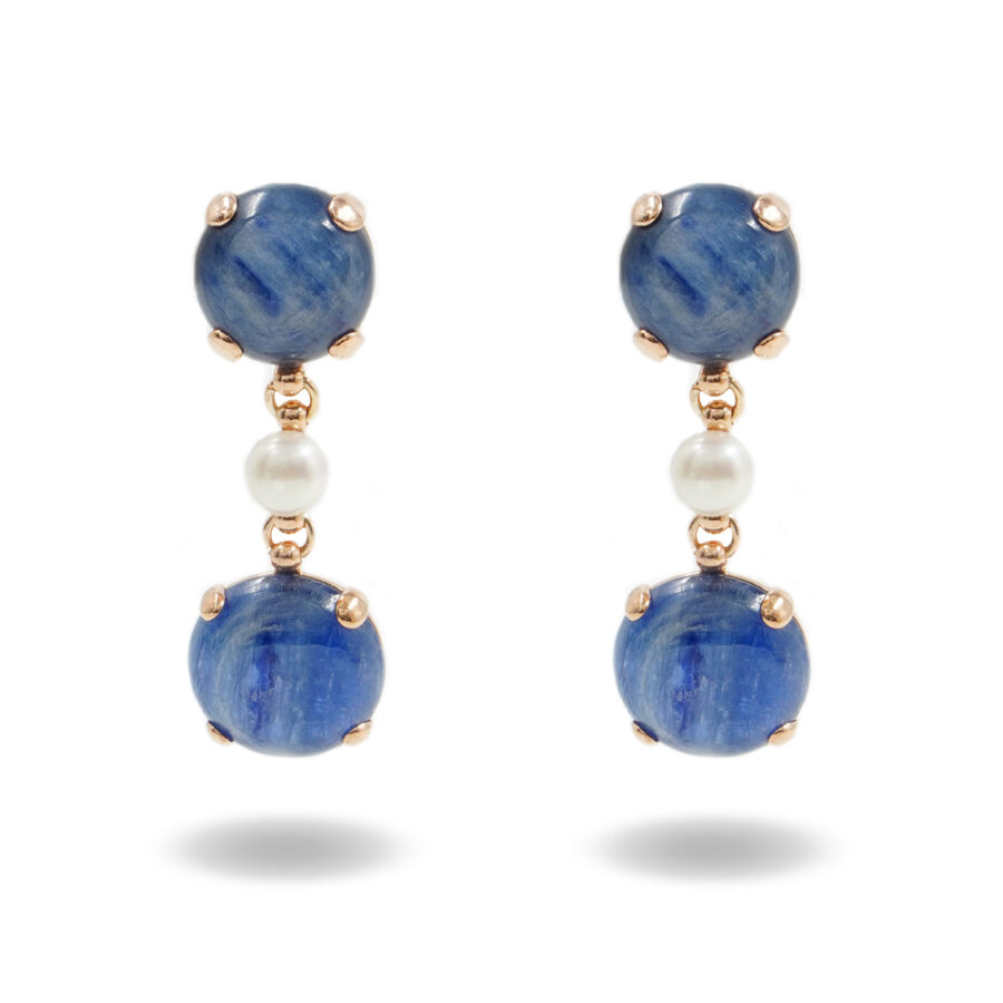 Orecchini in argento 925 con cianite, perla – Rosato