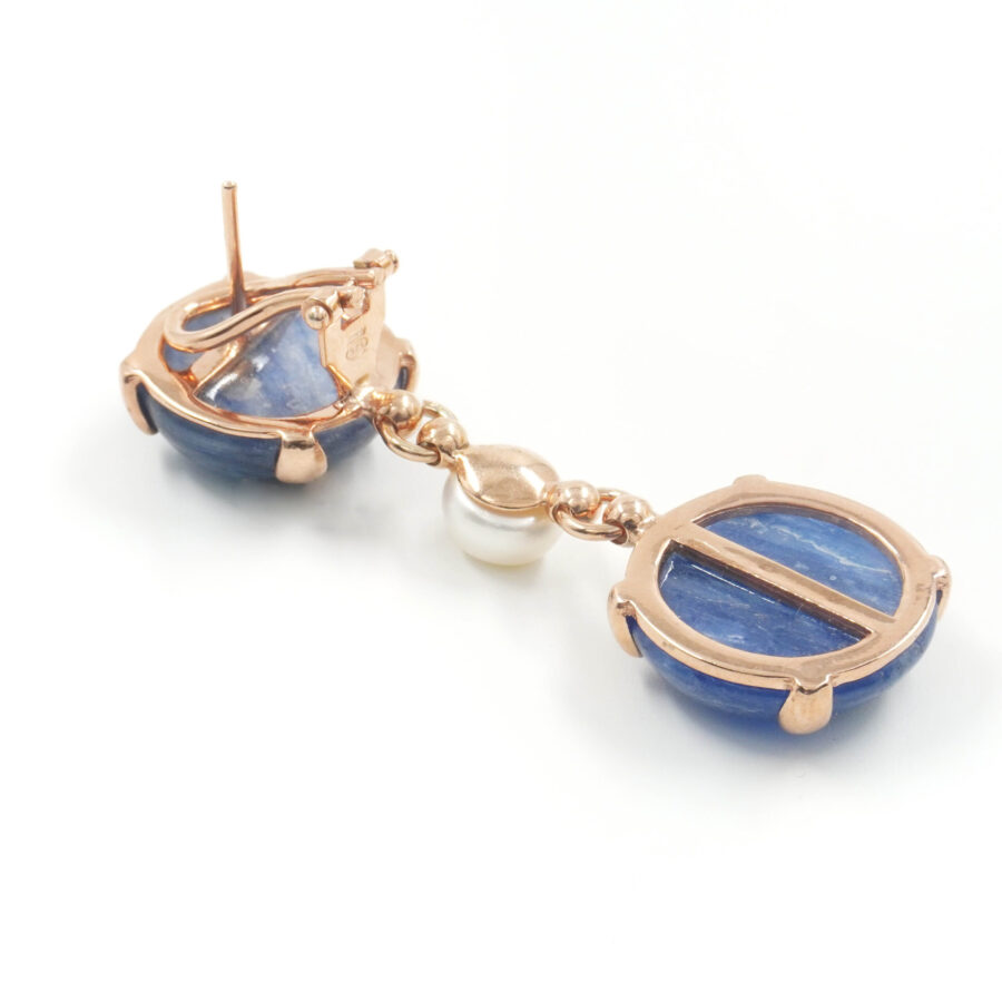 Orecchini in argento 925 con cianite, perla – Rosato - immagine 2