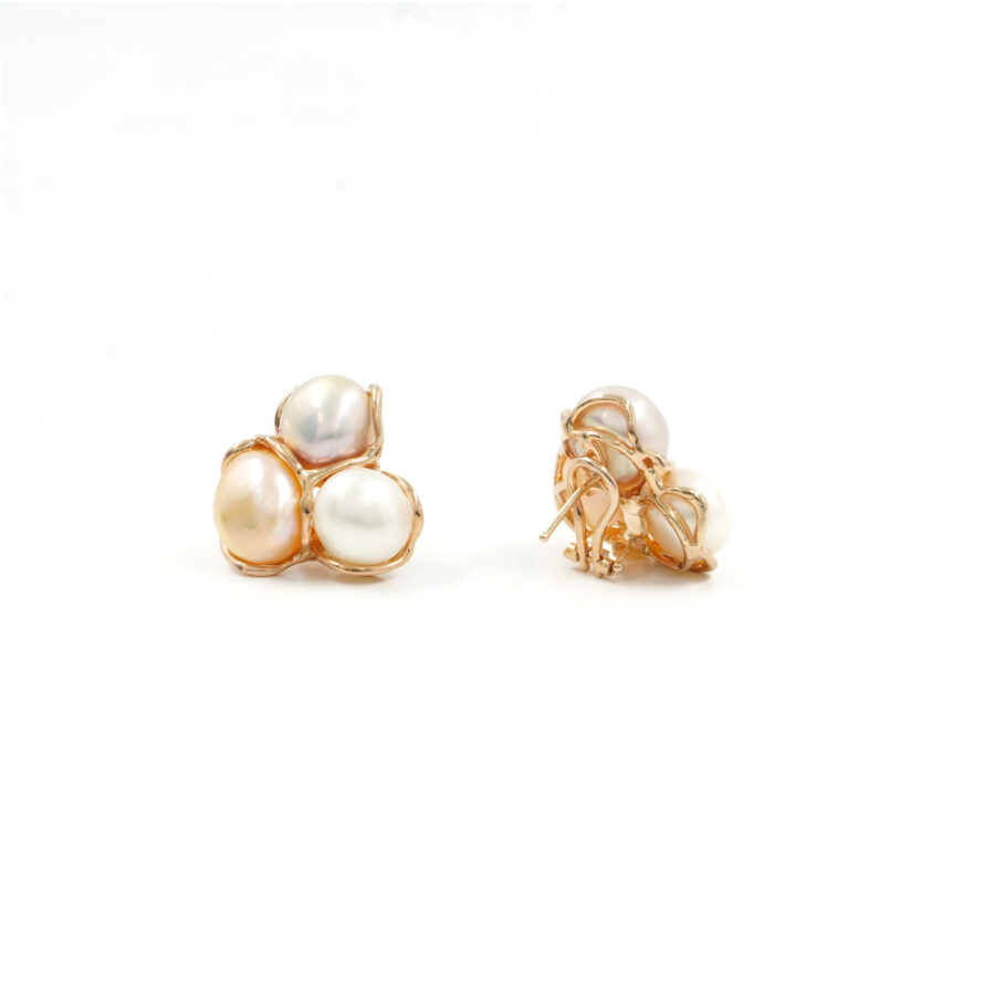 Orecchini in argento 925 con tre perle multicolore – Rosato