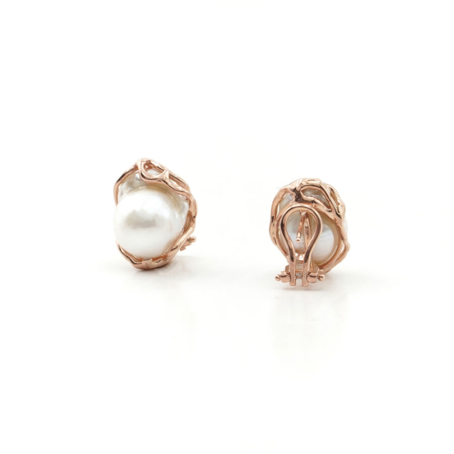 Orecchini in argento 925 con perla barocca – Rosato