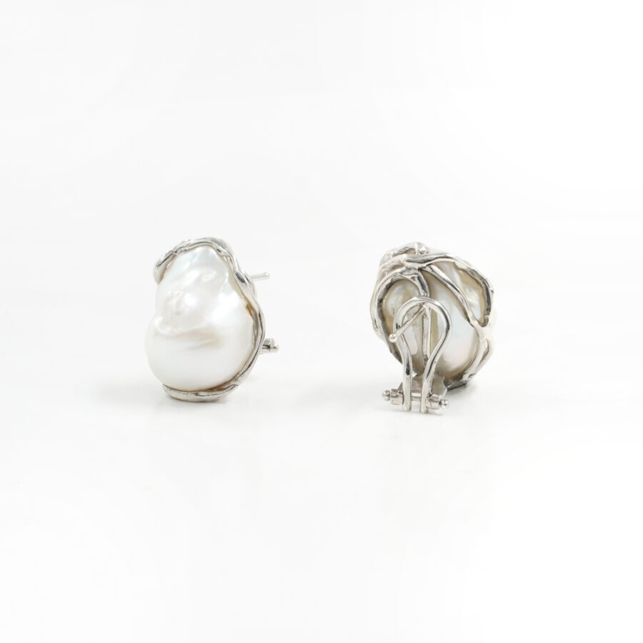 Orecchini in argento 925 con perla barocca – Rodiato