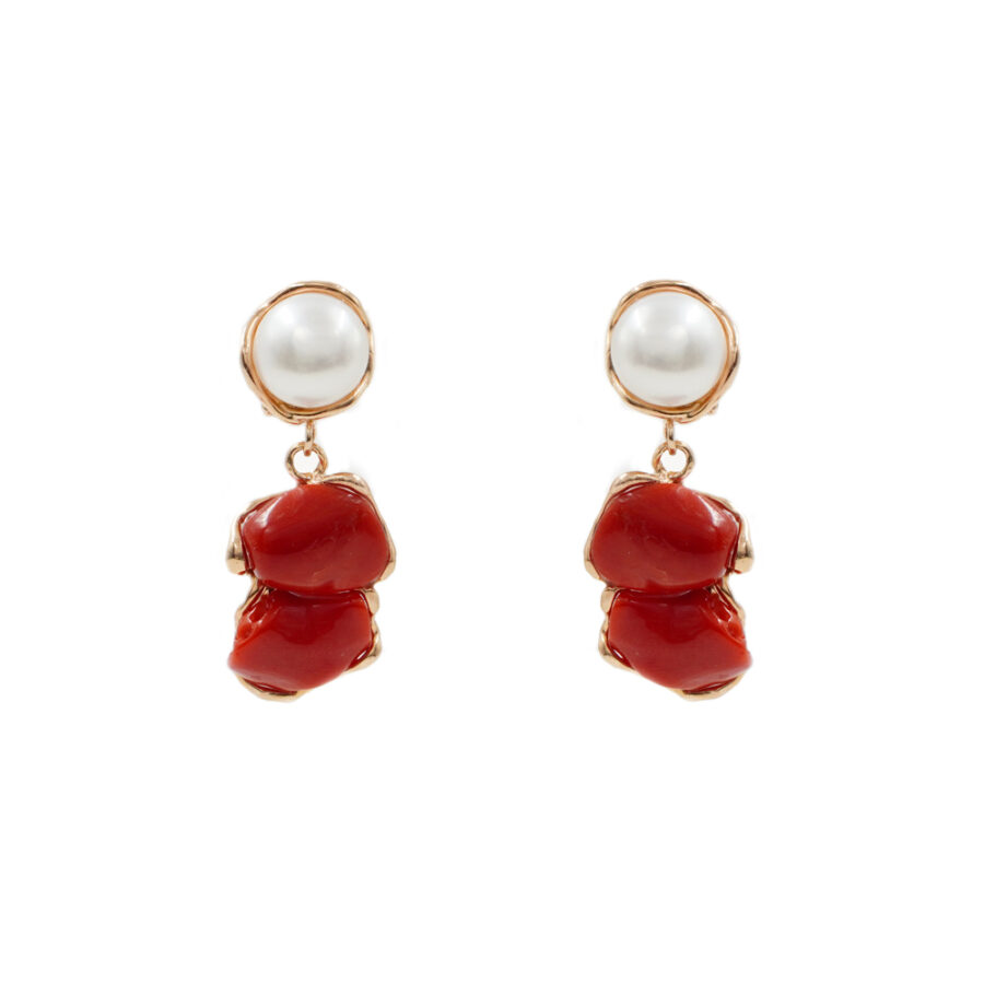 Orecchini in argento 925 con corallo, perle – Rosato