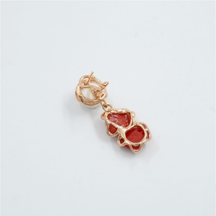 Orecchini in argento 925 con corallo, perle – Rosato - immagine 2