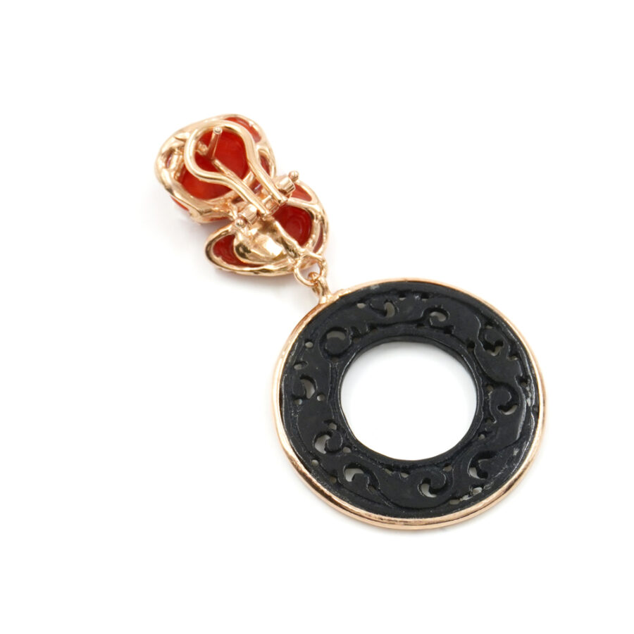 Orecchini in argento 925 con corallo, giada – Rosato - immagine 2