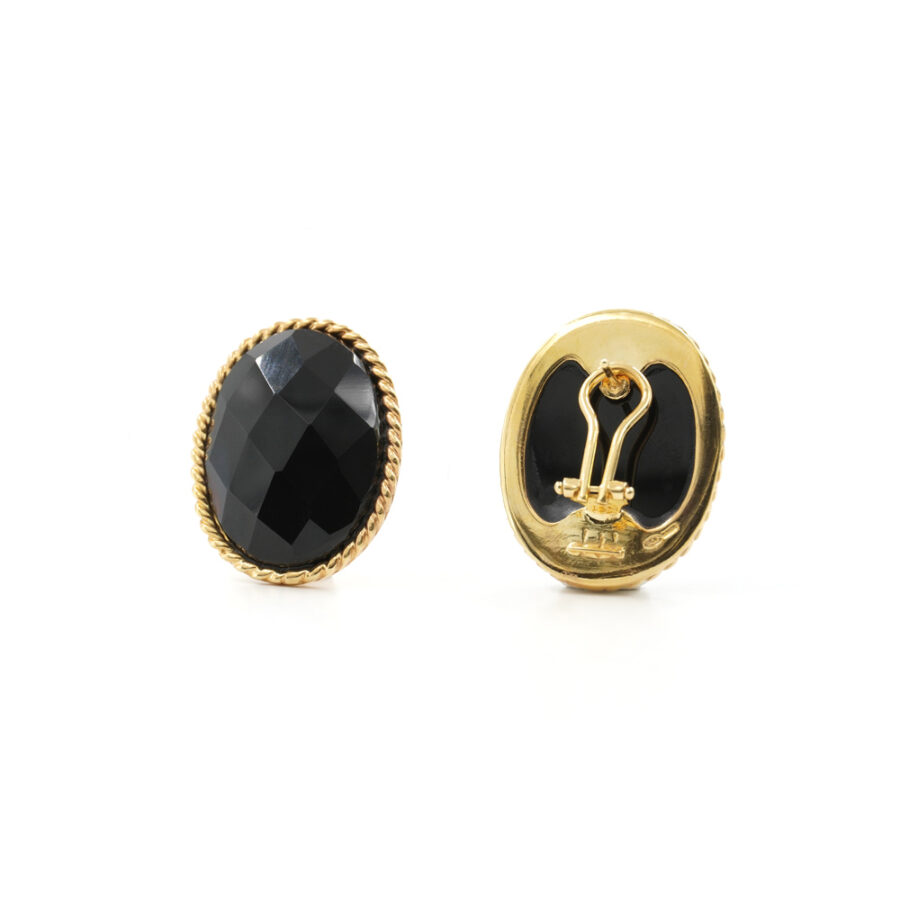 Orecchini in argento 925 con agata nera – Dorato