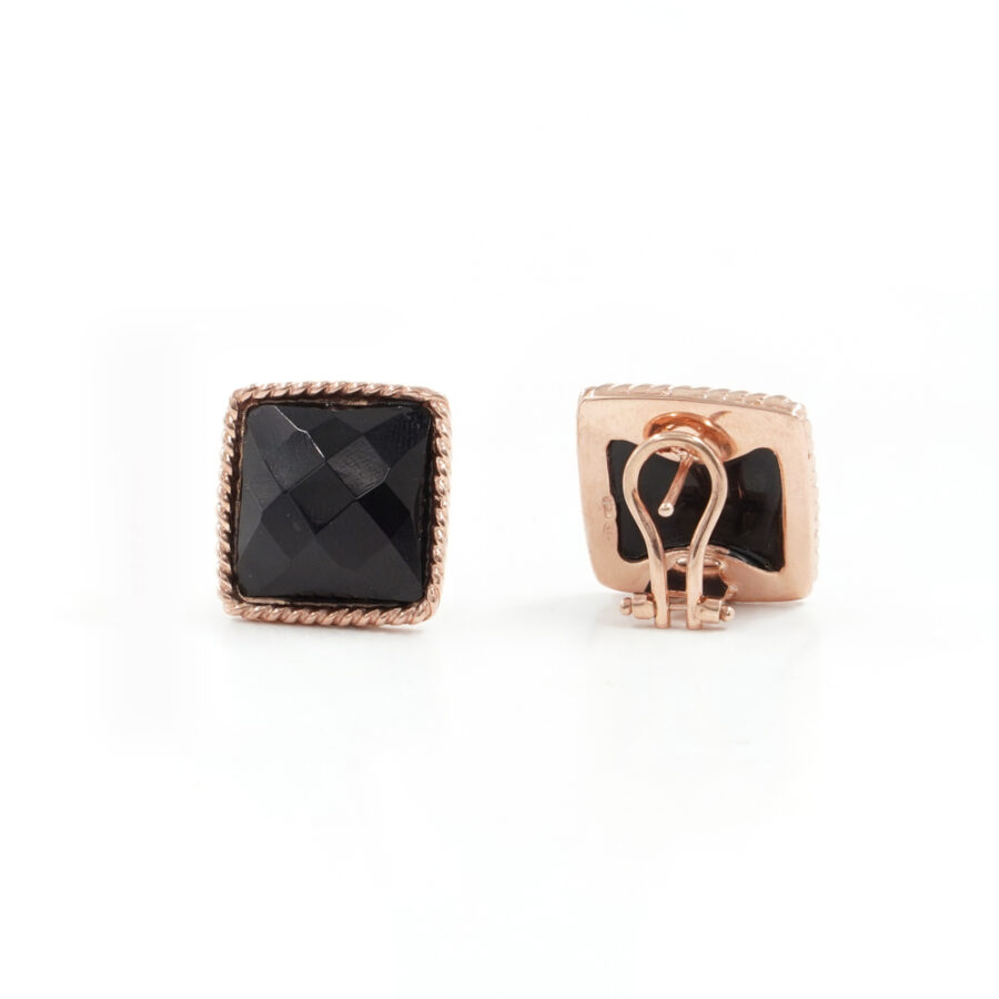 Orecchini in argento 925 con agata nera - Rosato