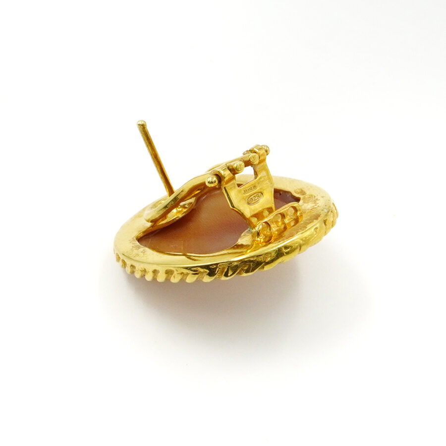 Orecchini in argento 925 con cammeo inciso - Dorato - immagine 2