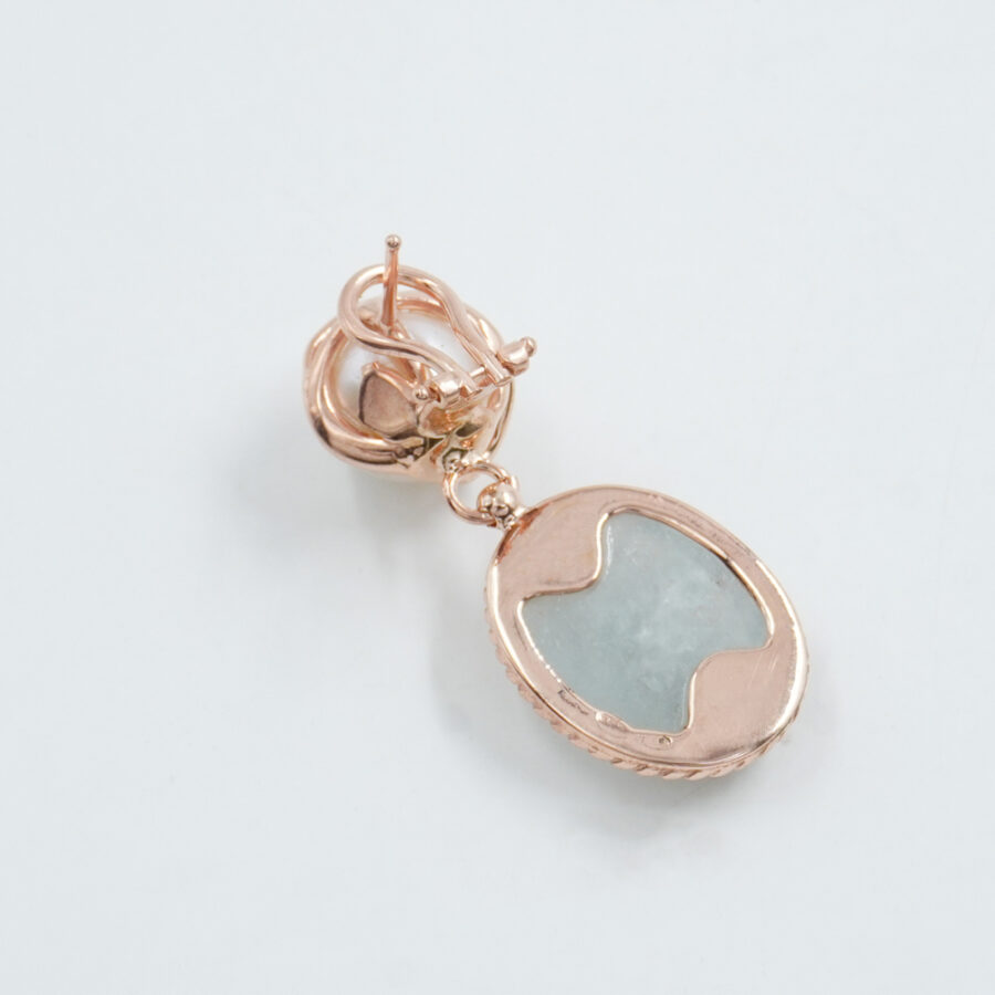 Orecchini in argento 925 con acquamarina, perla - Rosato - immagine 2