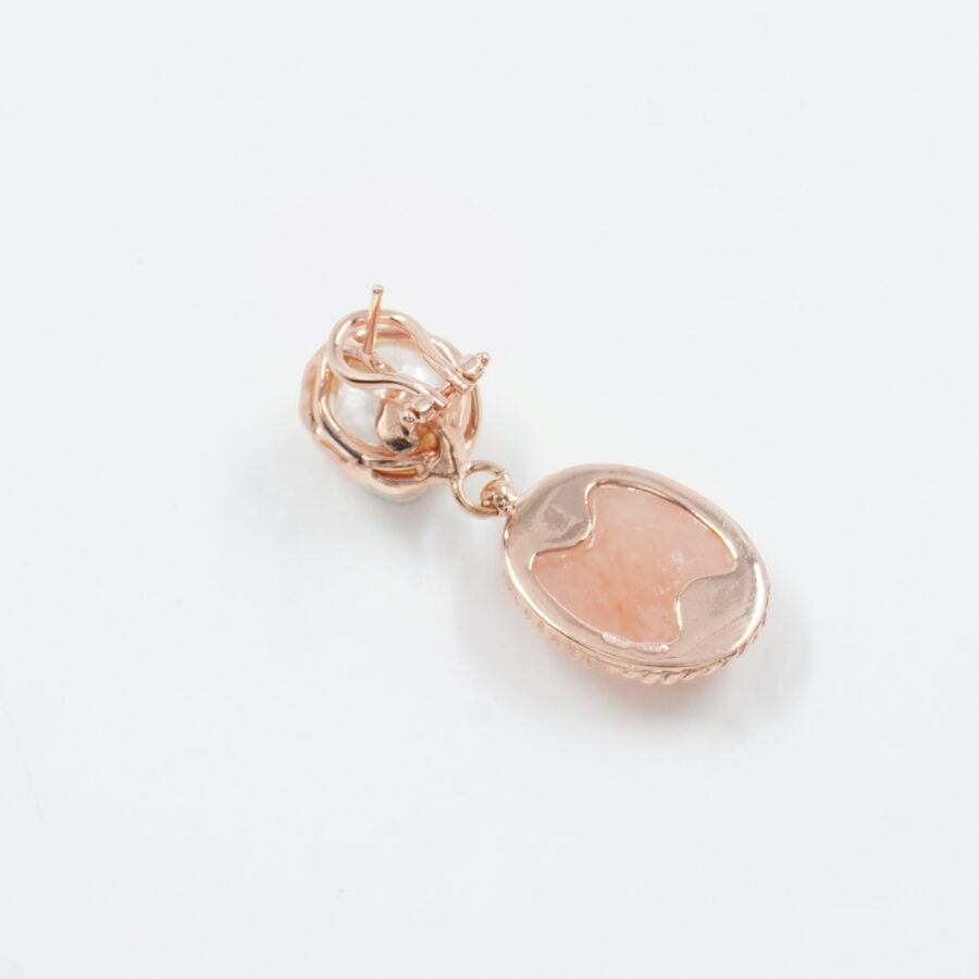 Orecchini in argento 925 con morganite, perla - Rosato - immagine 2