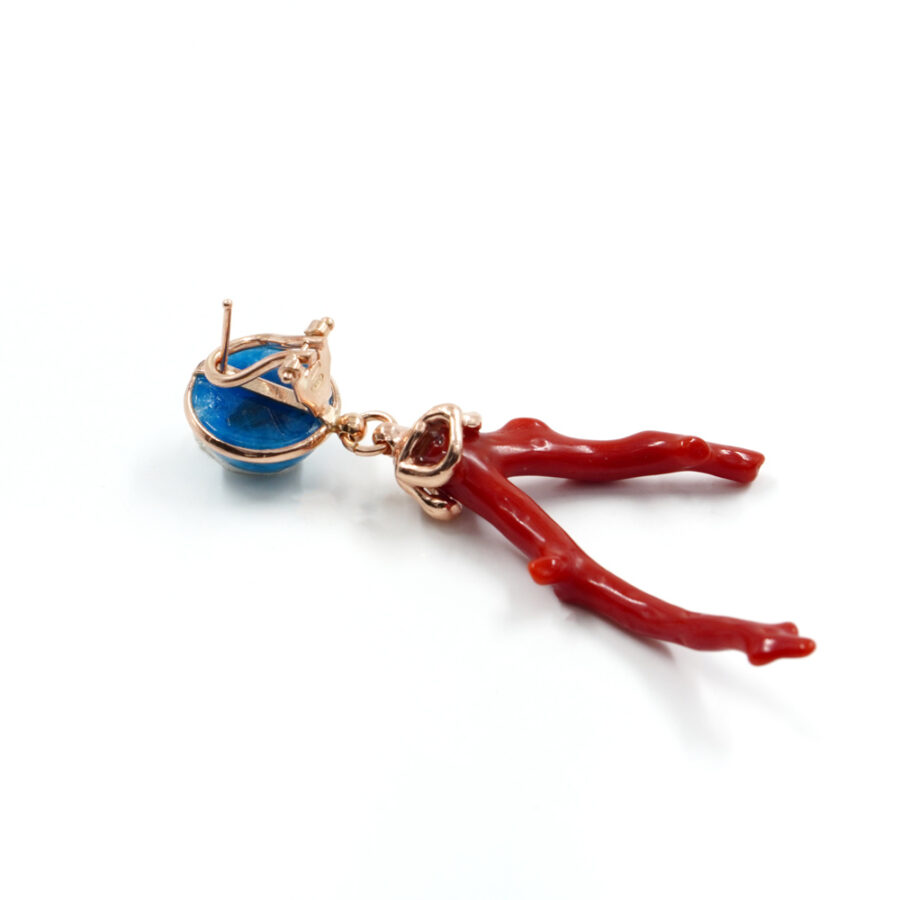 Orecchini in argento 925 con apatite e ramo di corallo – Rosato - immagine 3