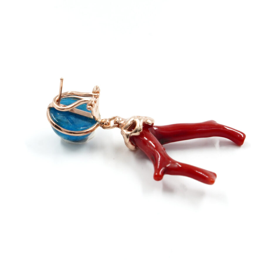 Orecchini in argento 925 con apatite e ramo di corallo – Rosato - immagine 4