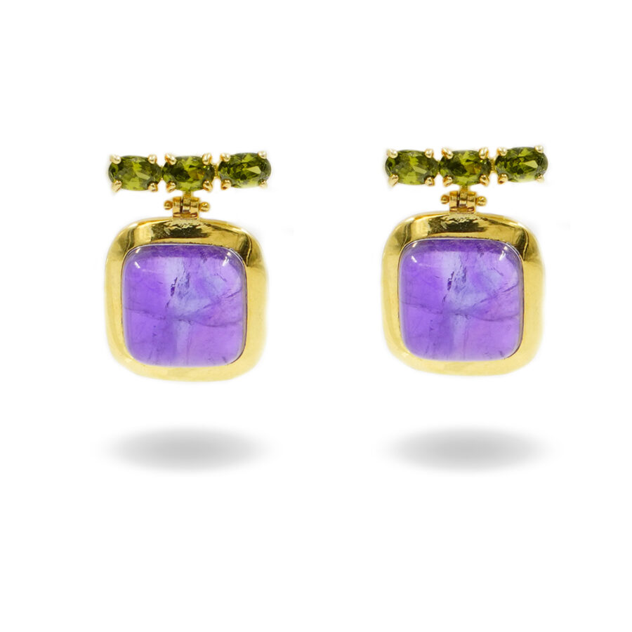 Orecchini in argento 925 con ametista e zircone – Dorato
