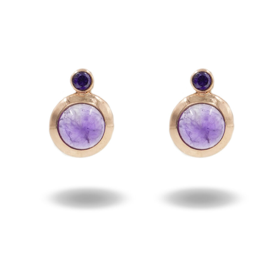 Orecchini in argento 925 con ametista e zircone – Rosato