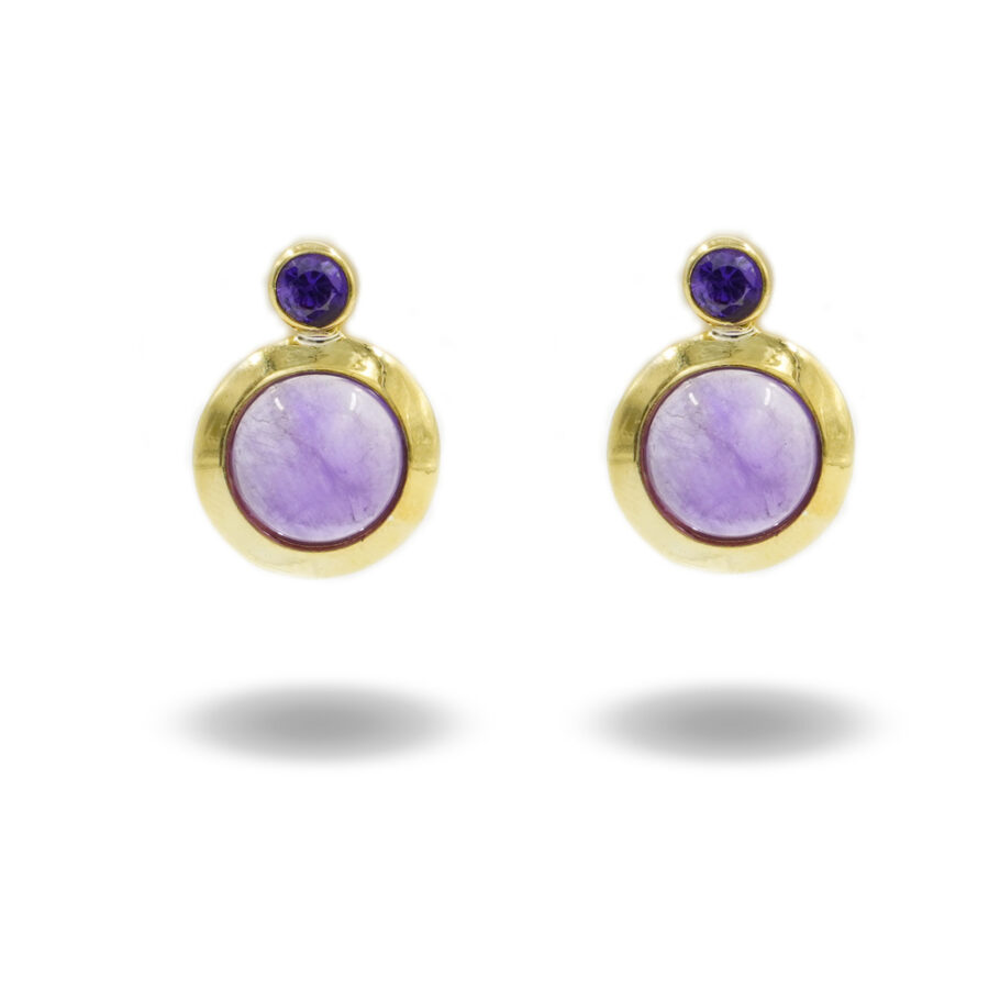 Orecchini in argento 925 con ametista e zircone – Dorato
