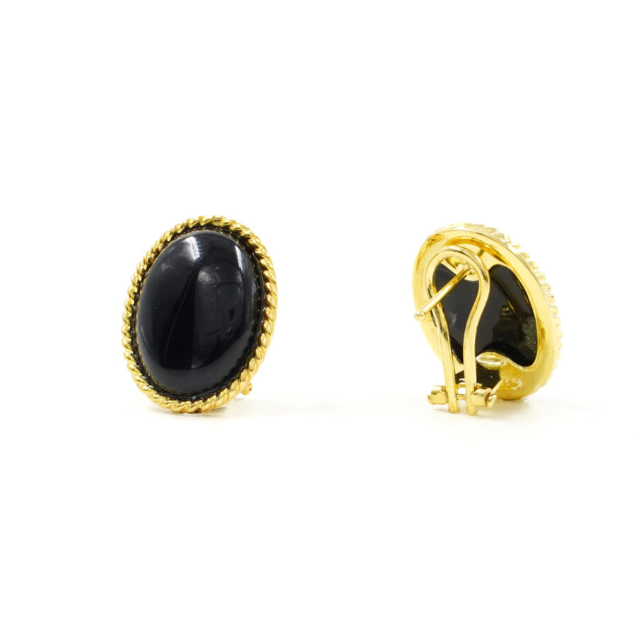 Orecchini in argento 925 con agata nera - Dorato