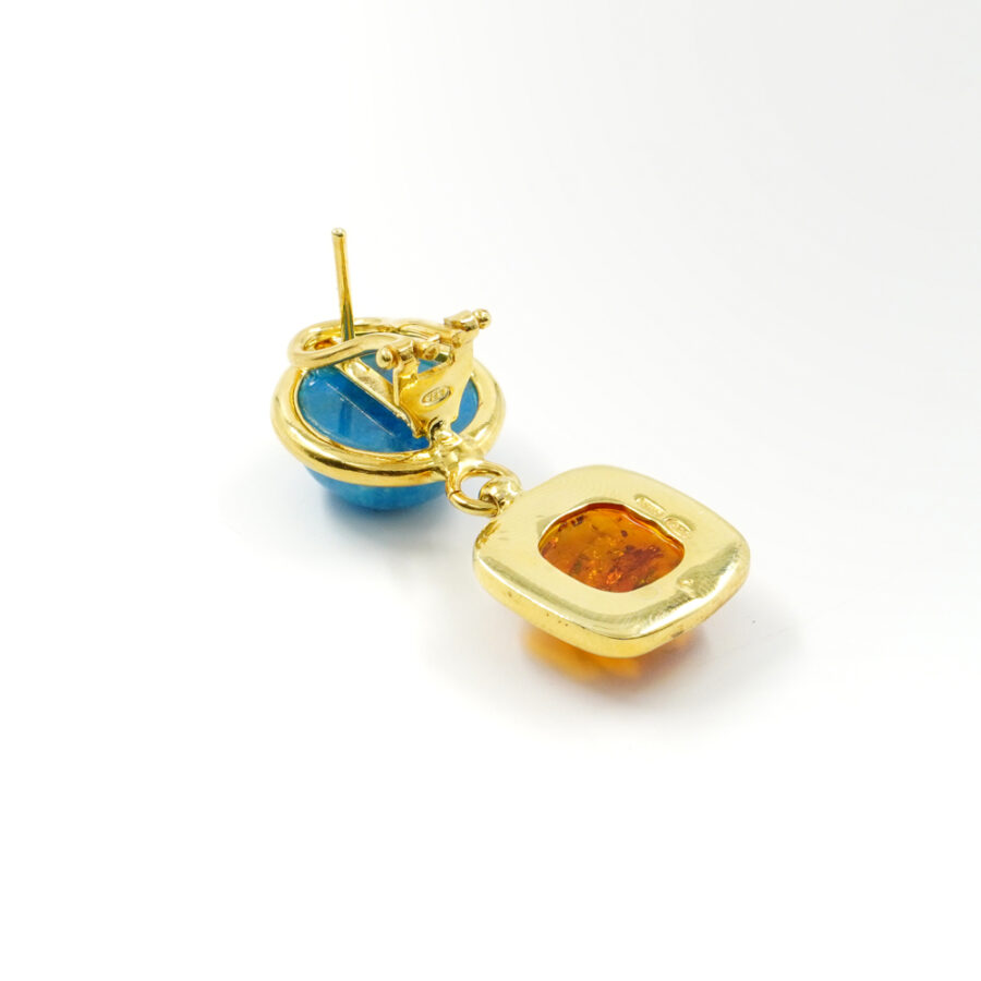 Orecchini in argento 925 con apatite, ambra – Dorato - immagine 2