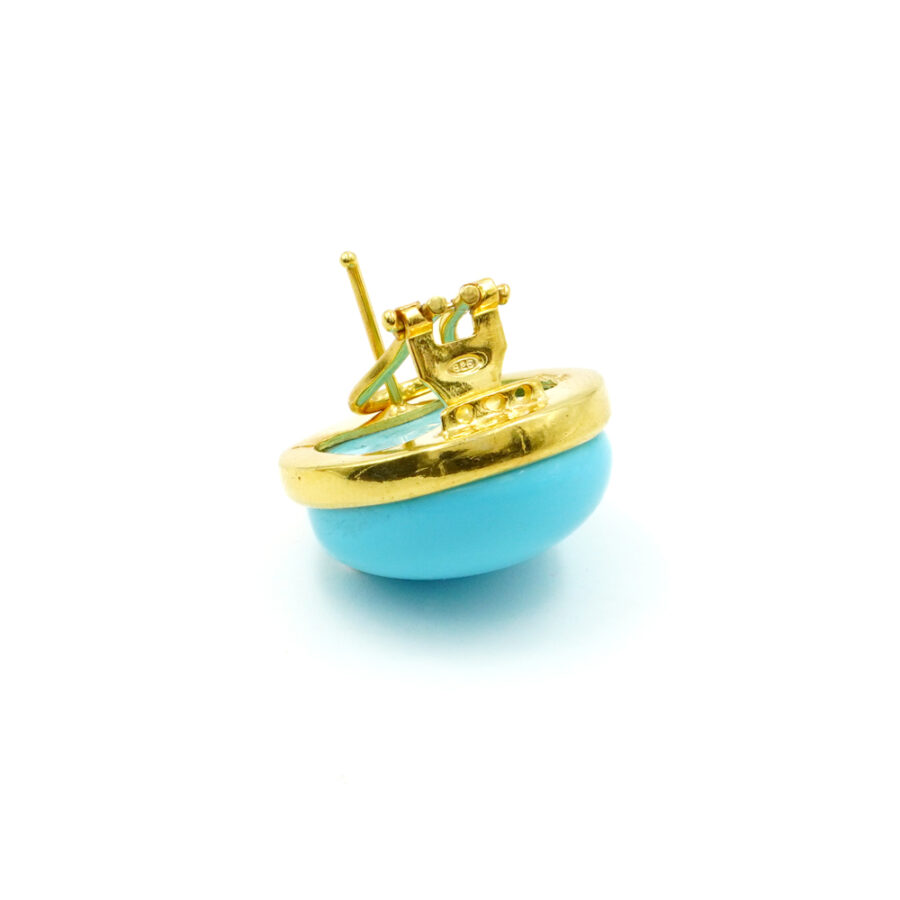 Orecchini in argento 925 con pasta di turchese – Dorato - immagine 2