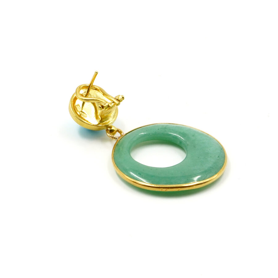 Orecchini in argento 925 con pasta di turchese, avventurina – Dorato - immagine 2