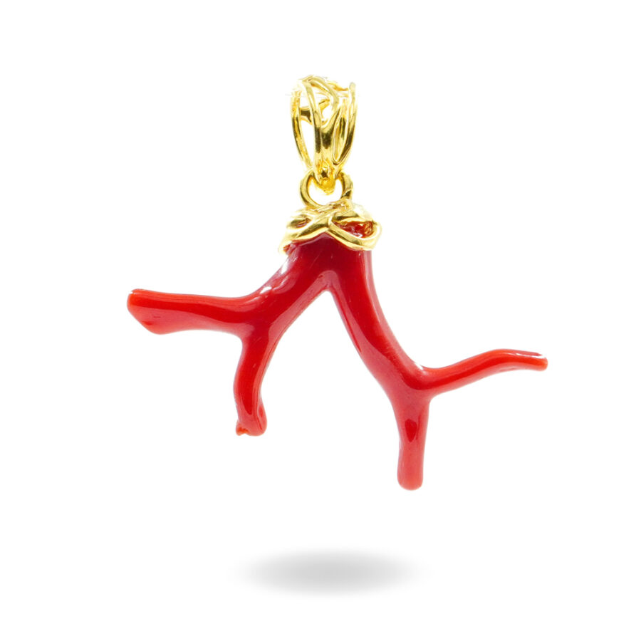 Pendente in argento 925 con ramo di corallo – Dorato - immagine 2